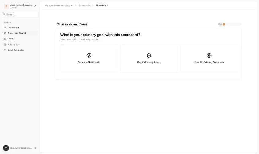 Ana hedefi soran AI Assistant birinci adımı