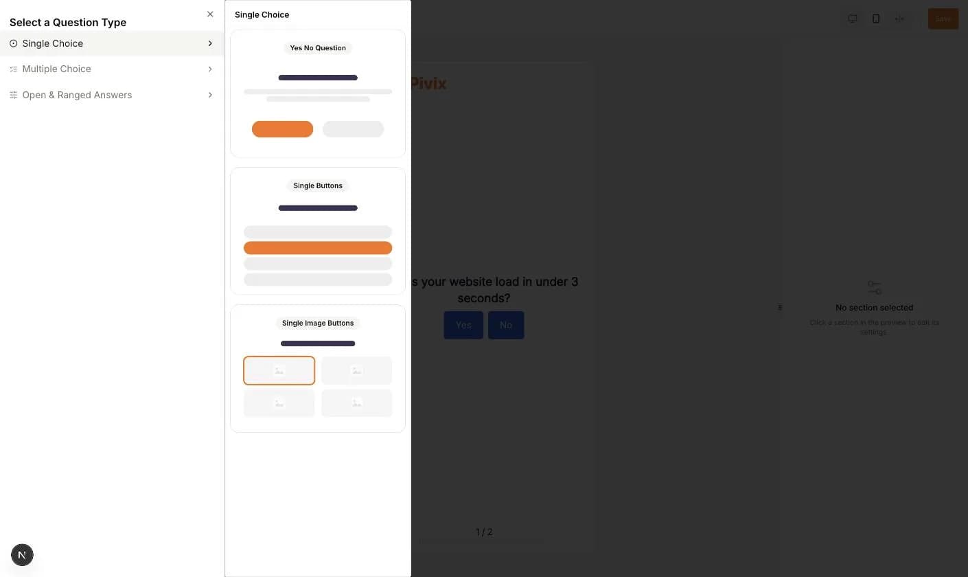 Die Fragetypen unter Single Choice