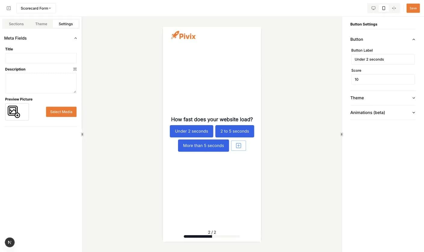 Der Tab Settings mit Meta-Feldern