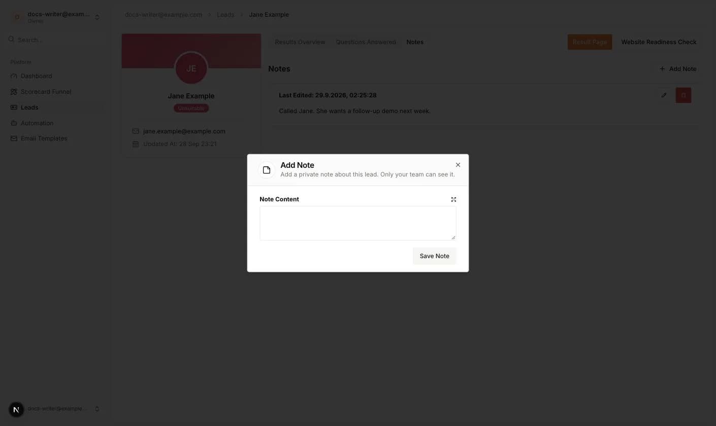 Der Dialog Add Note