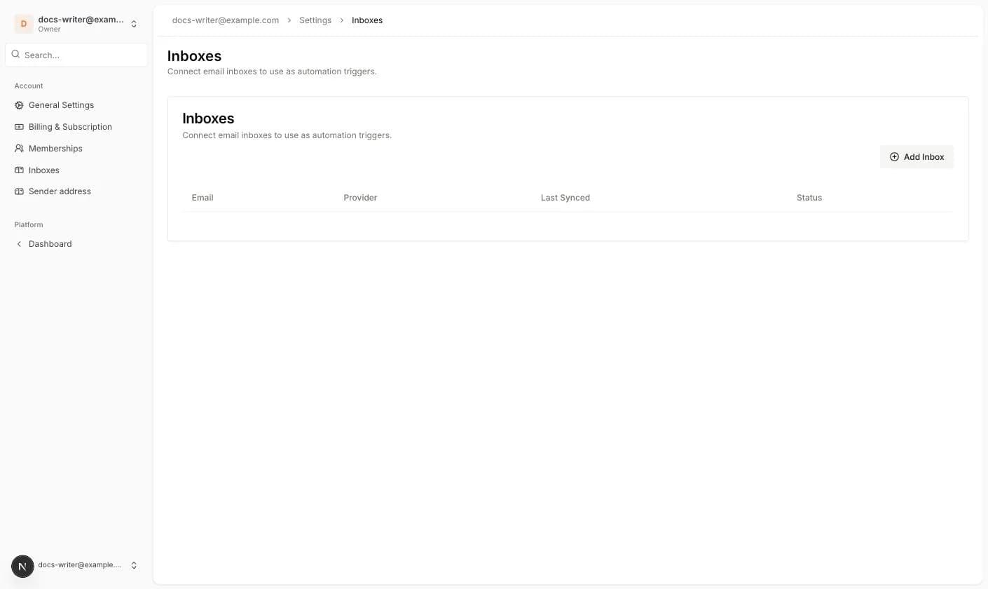 Inboxes sayfası